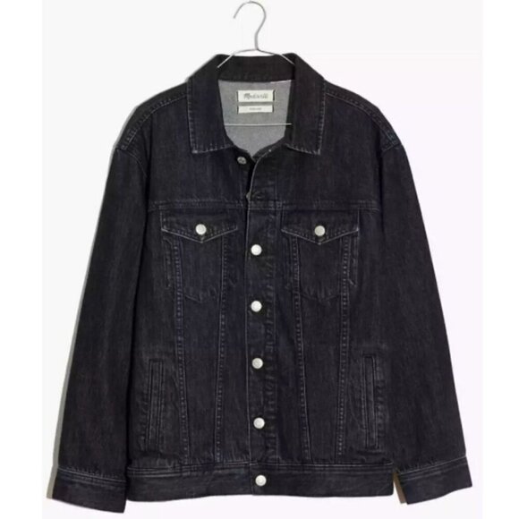 Madewell Classic Denim Jacket Plus 1X Black Cotton Lunar Wash Jean Jacket - Picture 1 of 6